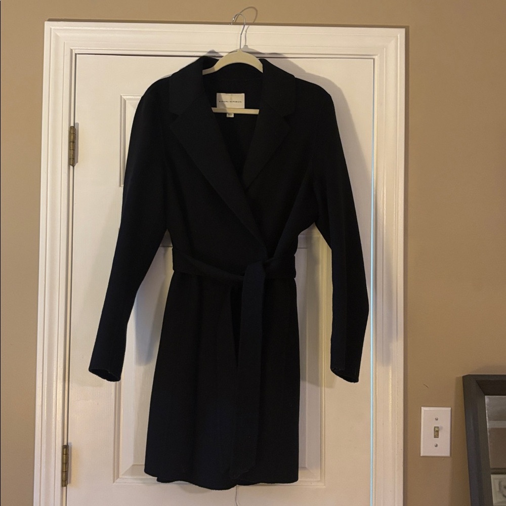 Banana Republic Black Wool Belted Coat